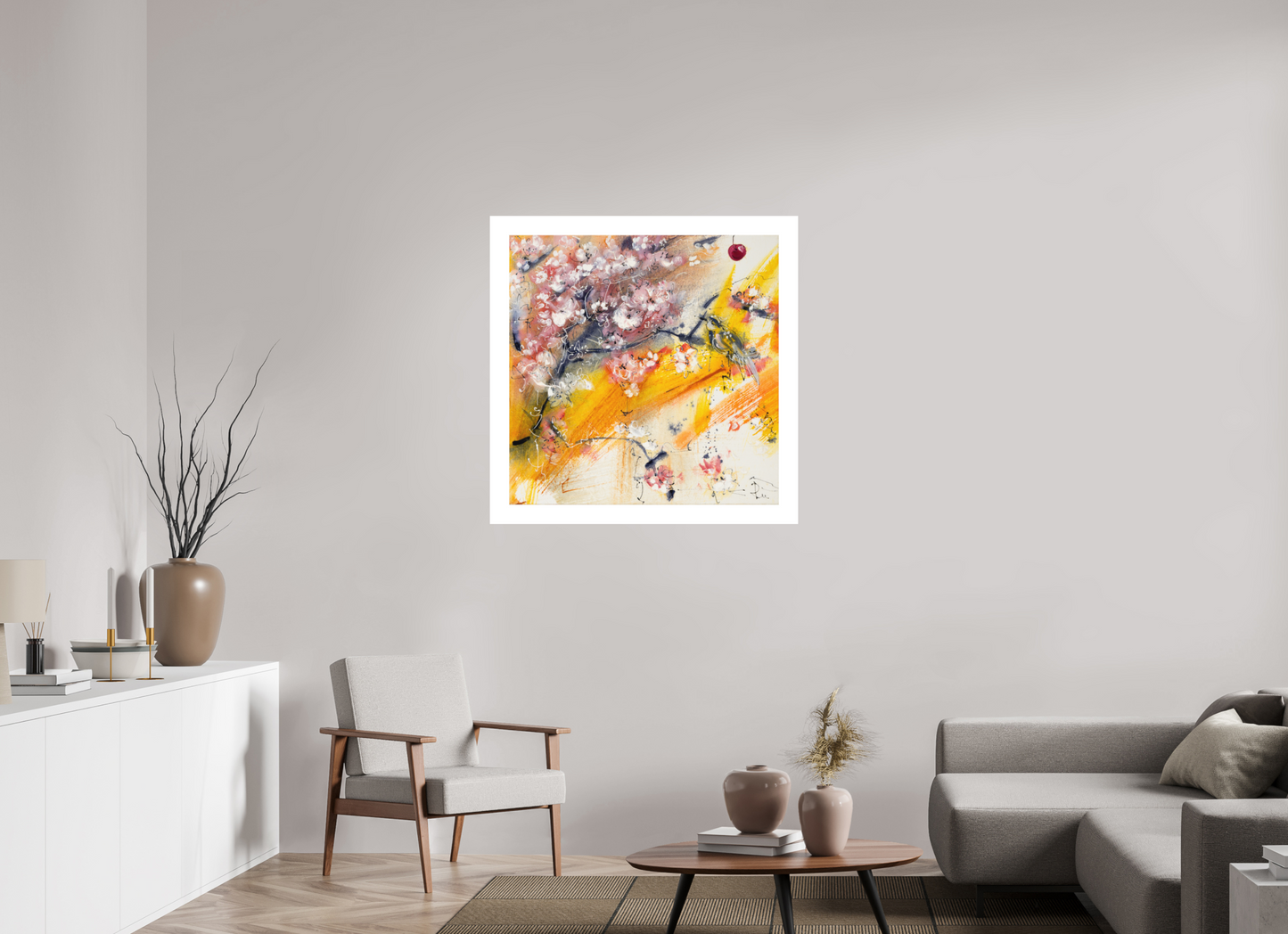 100 x 100 cm, Hahnemühle German Etching Kirschblüte Klein 2 - Fine Art Print