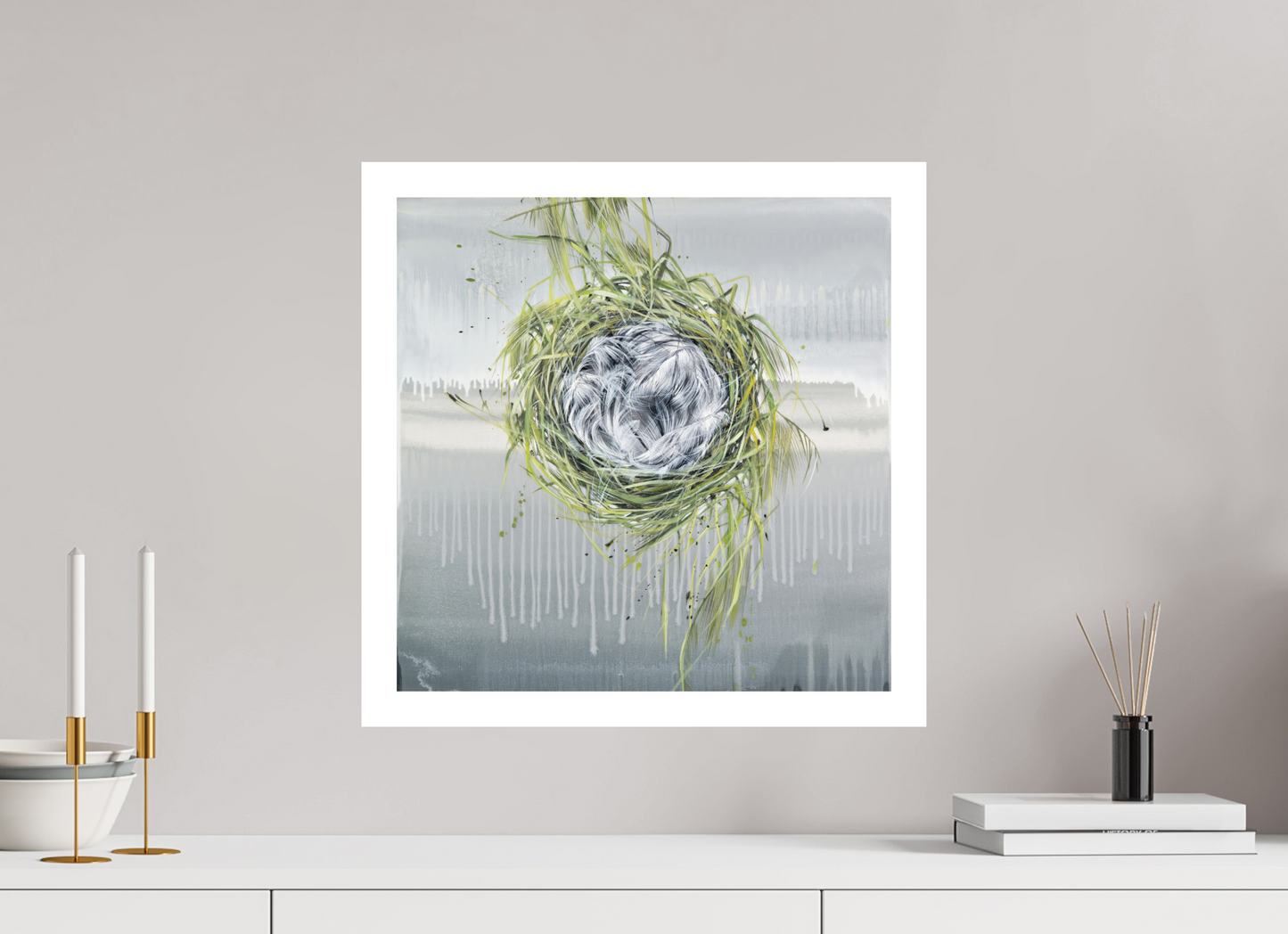 50 x 50 cm, Hahnemühle German Etching Nest gefüllt