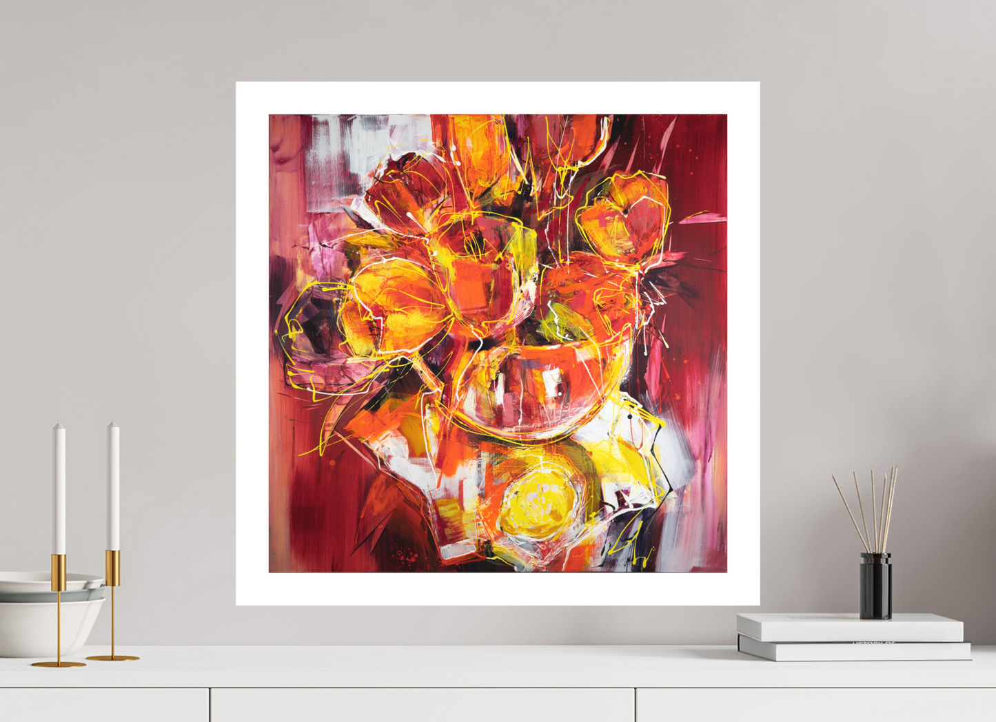 60 x 60 cm, Hahnemühle Photo Rag Bright White Tulpen in Vase - Fine Art Print