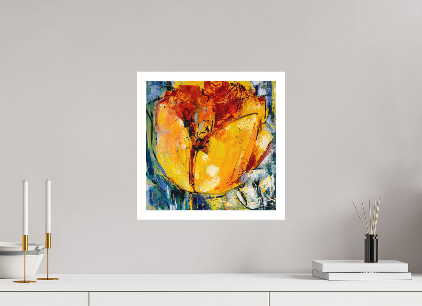40 x 40 cm, Hahnemühle German Etching Tulpen Abstrakt 2 - Fine Art Print