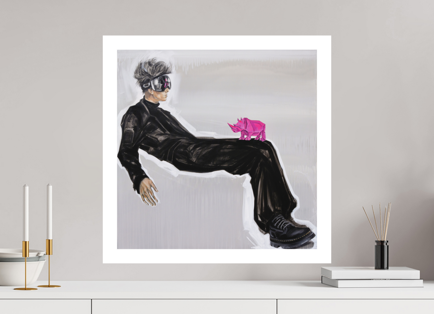 60 x 60 cm, Hahnemühle German Etching Junge mit Skibrille - Fine Art Print