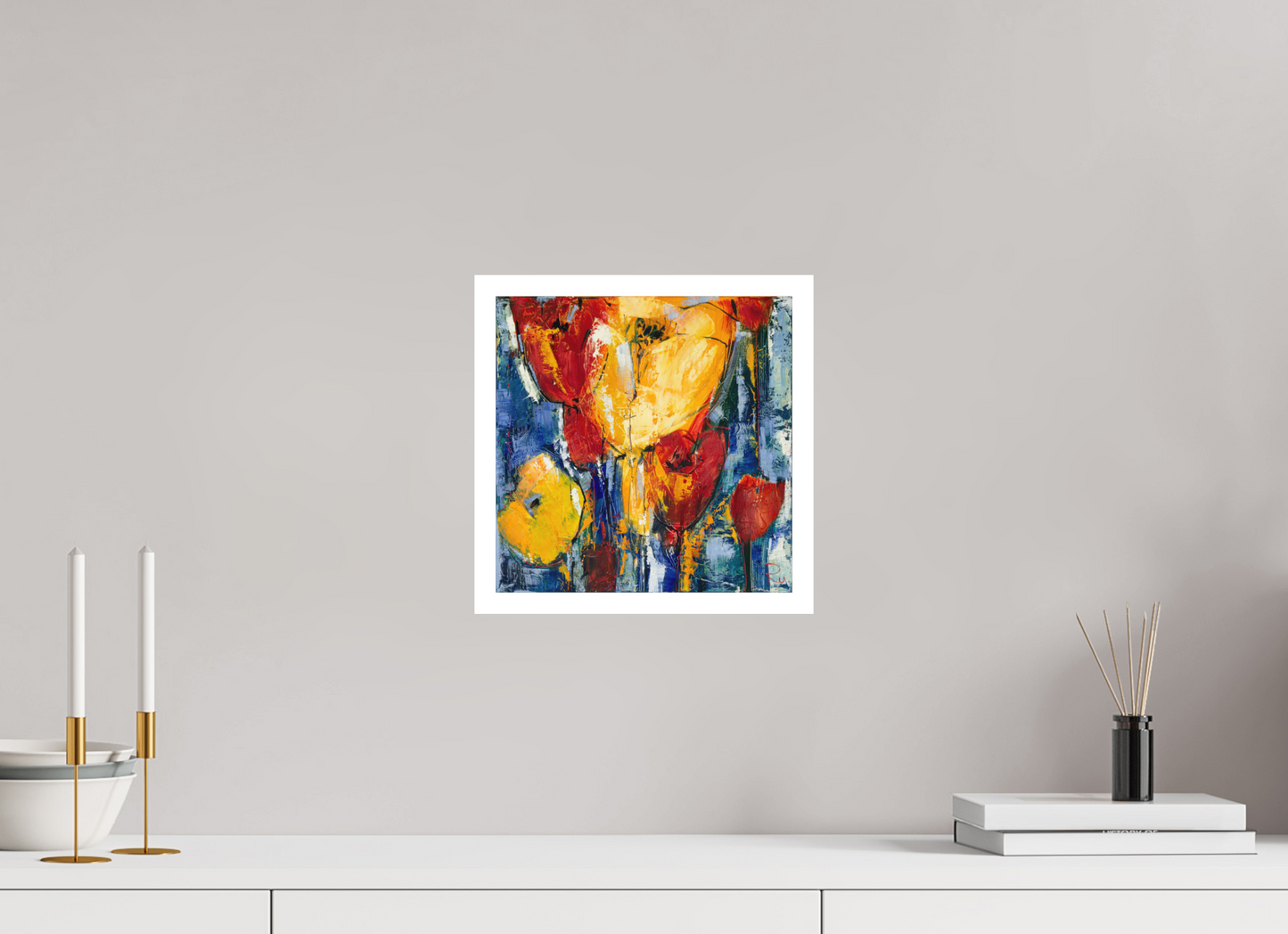 30 x 30 cm, Hahnemühle German Etching Tulpen Abstrakt 1 - Fine Art Print
