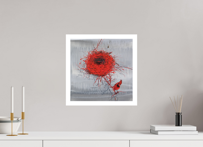 40 x 40 cm, Hahnemühle German Etching Roter Kardinal - Fine Art Print