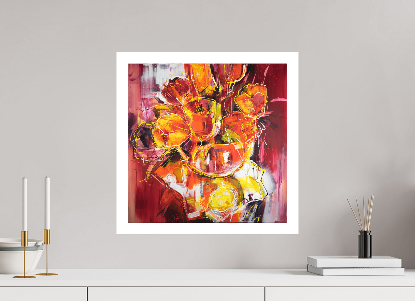 50 x 50 cm, Hahnemühle Photo Rag Bright White Tulpen in Vase - Fine Art Print