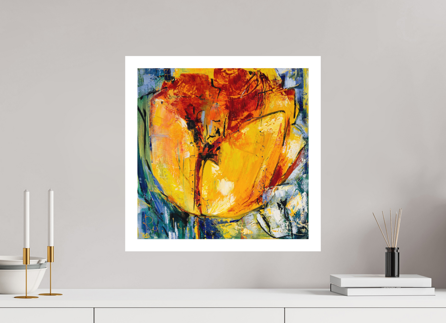 50 x 50 cm, Hahnemühle German Etching Tulpen Abstrakt 2 - Fine Art Print