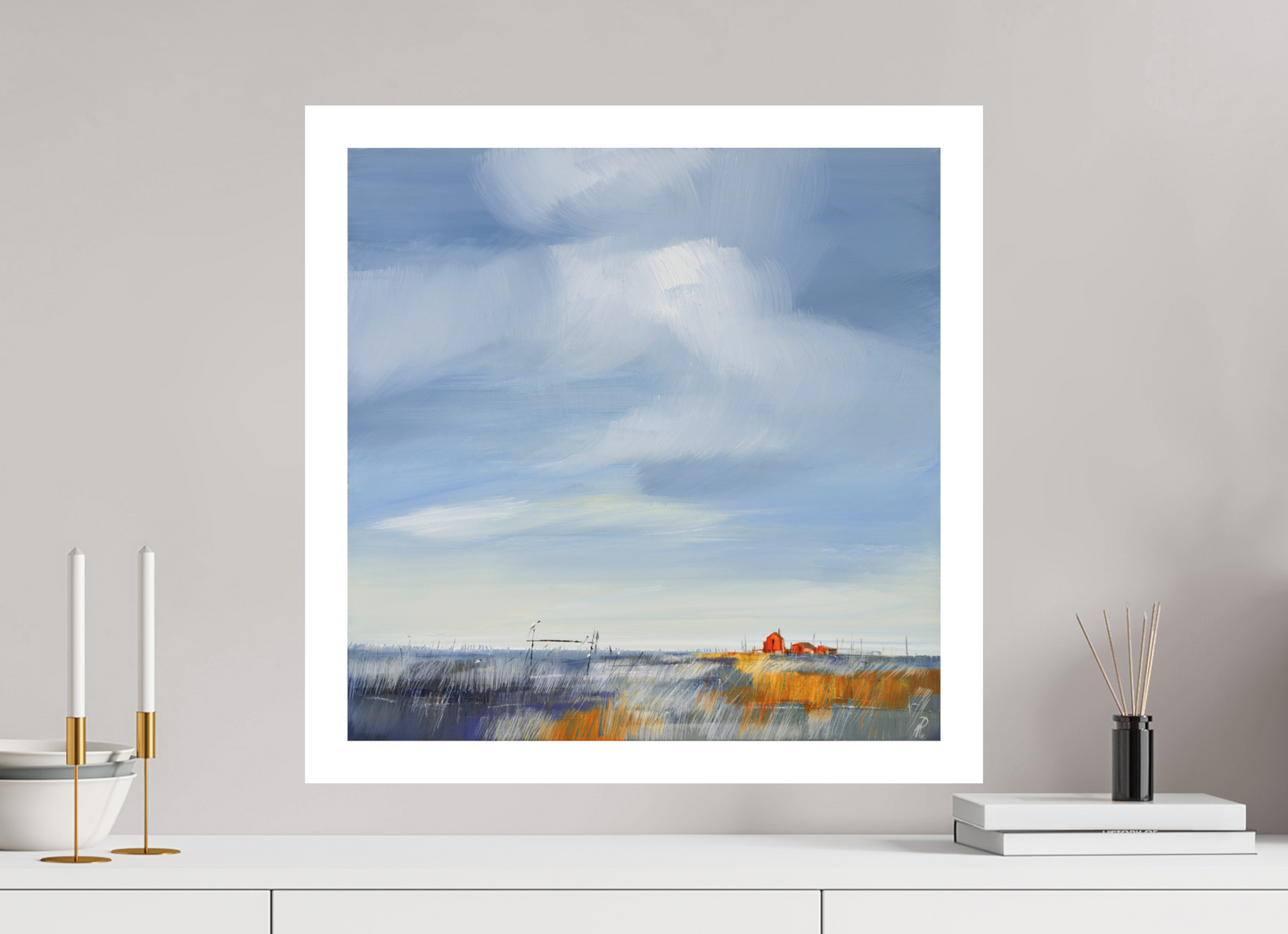60 x 60 cm, Hahnemühle Photo Rag Bright White Rote Häuser - Fine Art Print