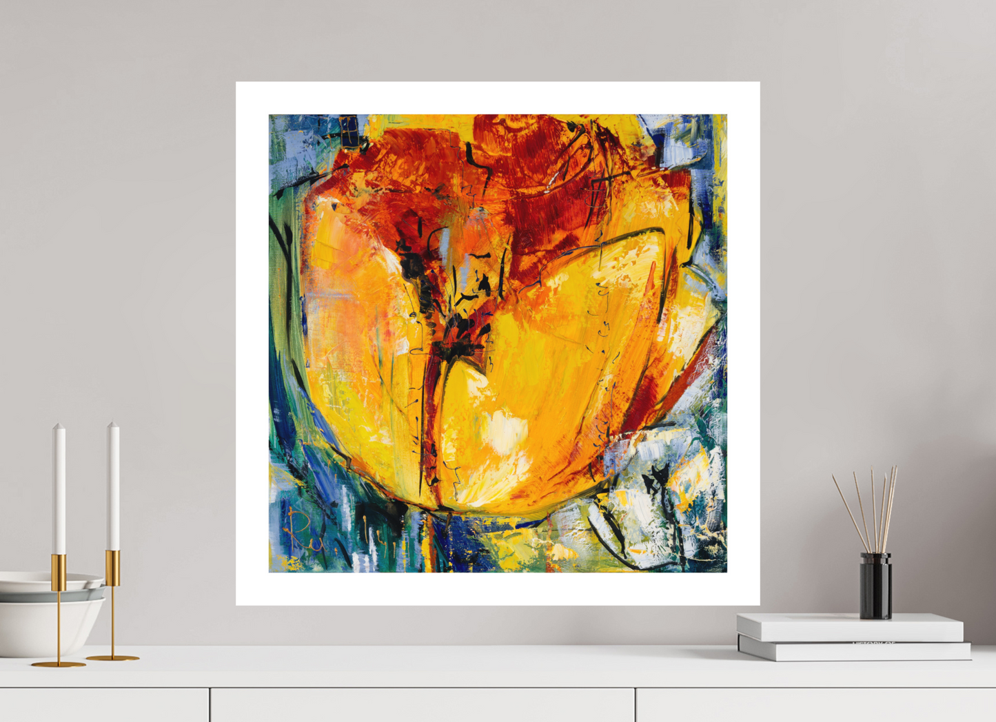 60 x 60 cm, Hahnemühle German Etching Tulpen Abstrakt 2 - Fine Art Print