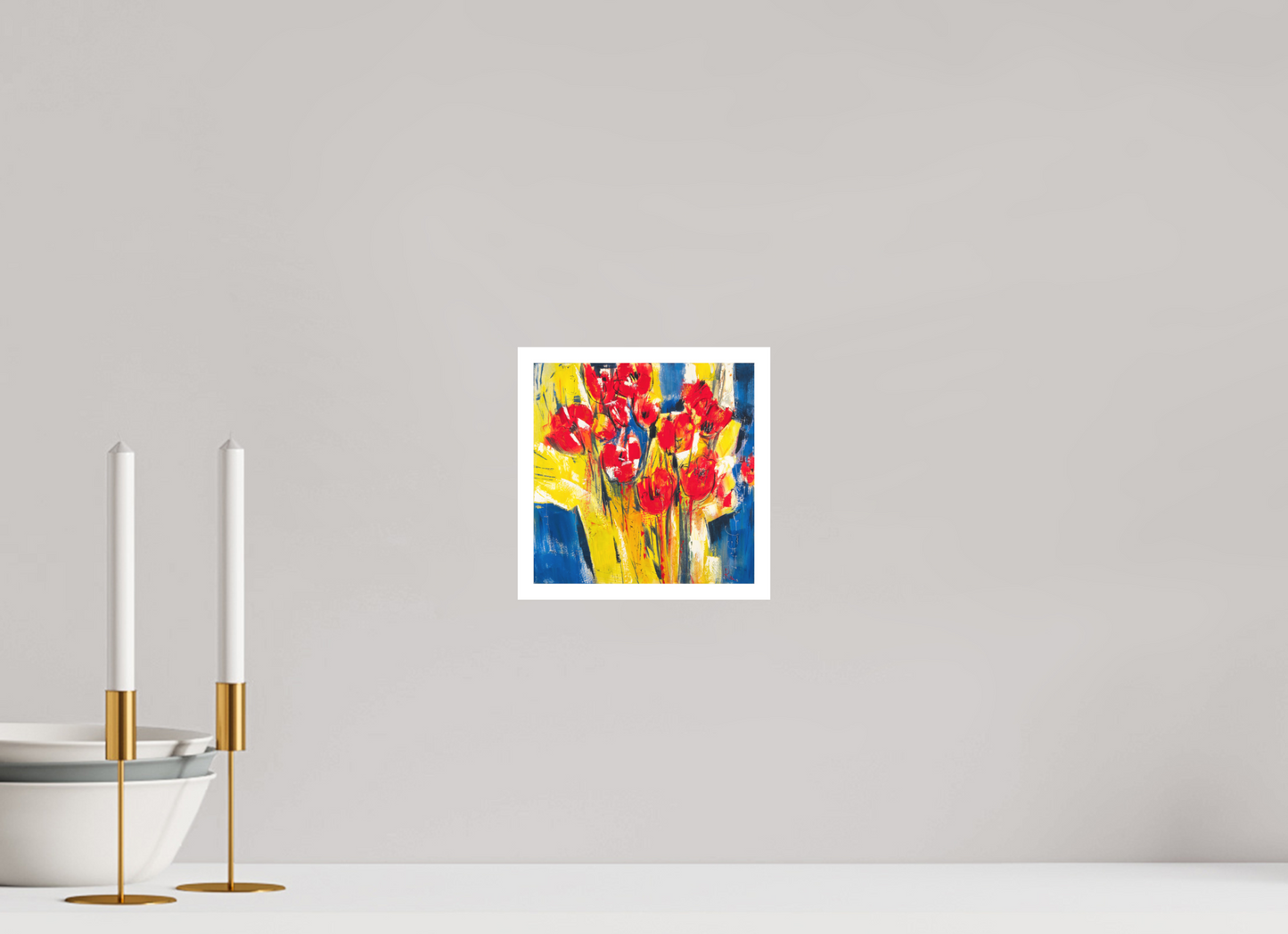 20 x 20 cm, Hahnemühle German Etching Rote Tulpen in Packpapier - Fine Art Print