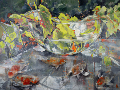 Glasschale und Fische Bild 1