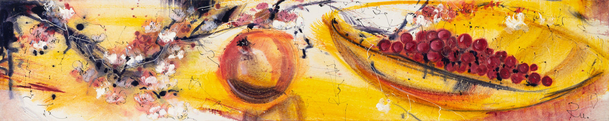 Granatapfel und Kirschschale Bild 1