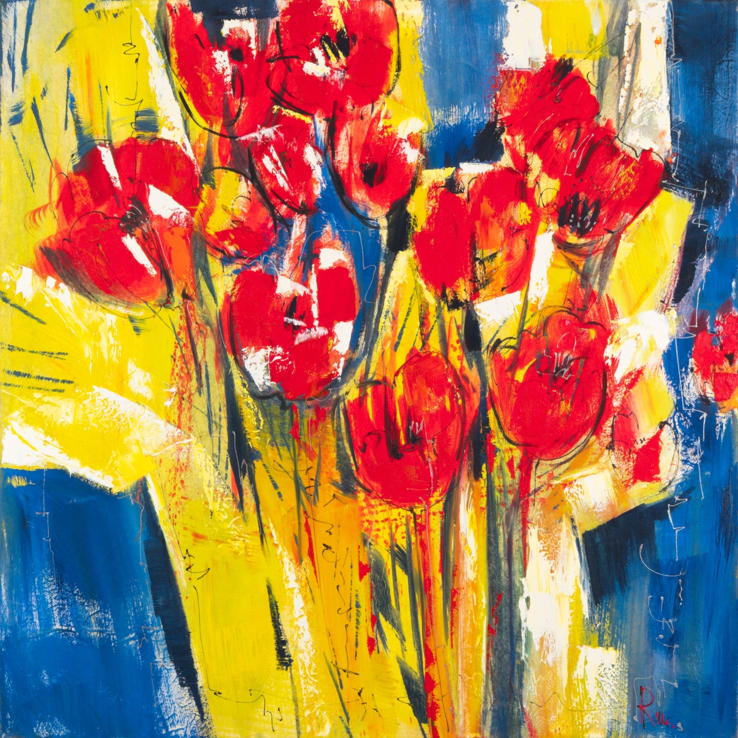 Rote Tulpen in Packpapier Bild 1